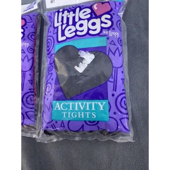 Vintage Little L'eggs Leggs Activity Footless Tights Girls Large Black Pink Lot - Picture 3 of 7
